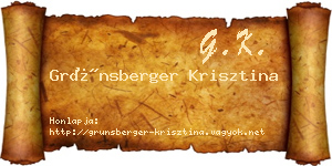 Grünsberger Krisztina névjegykártya